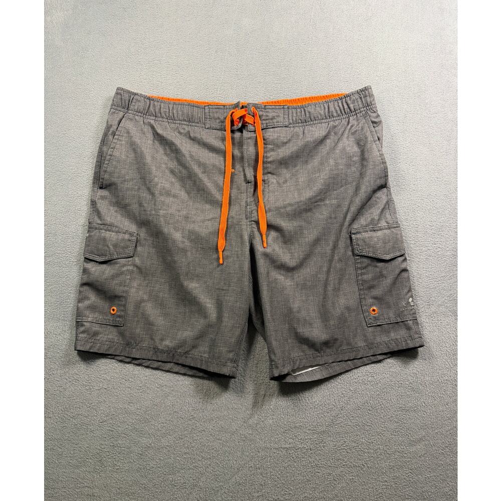 Zeroxposur Mens Size L Grey Heather Orange Swim Trunks Orange Drawstring Lined